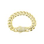 Premium 12mm Gold Cuban Link Bracelet with Moissanite Clasp
