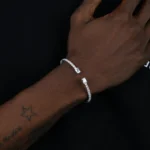 Emerald Cut 3mm Moissanite Multiple Spring Tennis Bangle Bracelet