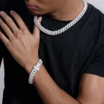 Moissanite Micro Round Cut Cuban Link Bracelet – 12mm