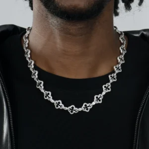 Moissanite Marquise Cut Mix Bottoni Cross Link Chain – 12mm