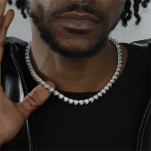 7mm Moissanite Heart-Shaped Cluster Tennis Chain