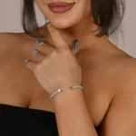 Heartstone 3mm Moissanite Multiple Spring Tennis Bangle Bracelet