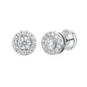 Premium Moissanite S925 Halo Round Cut Stud Earrings