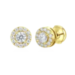 Premium Moissanite S925 Halo Round Cut Stud Earrings