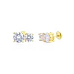 S925 Moissanite Toi et Moi Twin Round Stud Earrings