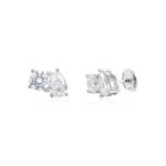 Premium Moissanite S925 Toi et Moi Round & Pear Stud Earrings