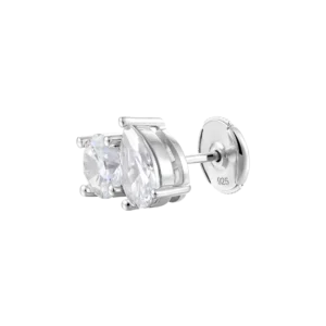 Premium Moissanite S925 Toi et Moi Round & Pear Stud Earrings