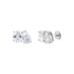 S925 Moissanite Toi et Moi Oval and Pear Earrings