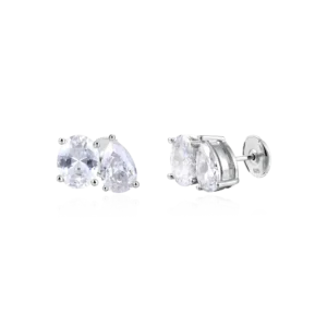 S925 Moissanite Toi et Moi Oval and Pear Earrings