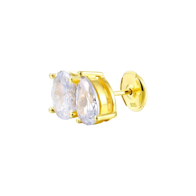 S925 Moissanite Toi et Moi Oval and Pear Earrings