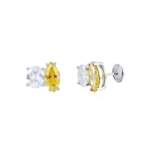 Classic Oval & Marquise White-Yellow Moissanite Earrings