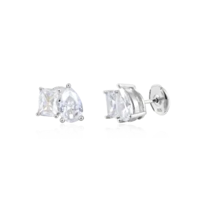 Emerald and Pear S925 Moissanite Toi et Moi Earrings