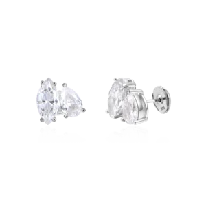 Marquise and Pear S925 Moissanite Toi et Moi Earrings