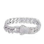 Moissanite Micro Round Cut Cuban Link Bracelet – 12mm