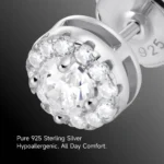 Premium Moissanite S925 Halo Round Cut Stud Earrings
