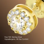 Premium Moissanite S925 Halo Round Cut Stud Earrings