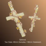 Pavé Set Thorned Rose Cross Moissanite Pendant