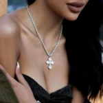 Luxury Round Cut Bottoni Moissanite Cross Pendant