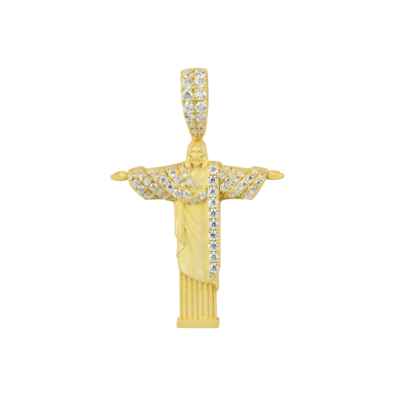 P22033SWY00-1 Micro Moissanite Cristo Redentor Pendant