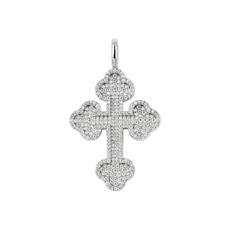Luxury Round Cut Bottoni Moissanite Cross Pendant