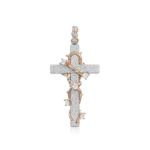 Pavé Set Thorned Rose Cross Moissanite Pendant