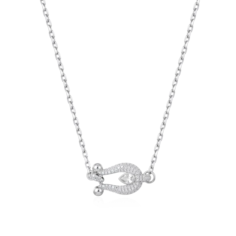 P25258CZW00-1 Luxury Moissanite Horseshoe Fortune Necklace