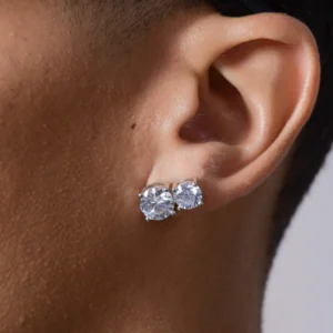 S925 Moissanite Toi et Moi Twin Round Stud Earrings