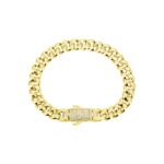 Plain 8mm Gold Cuban Link Bracelet with Moissanite