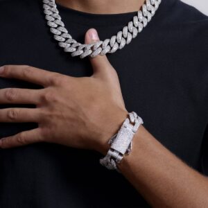 Moissanite 19mm-Round Cut Cuban Link Bracelet