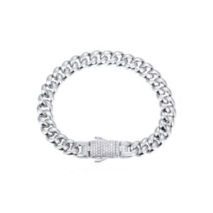 Plain 8mm Gold Cuban Link Bracelet with Moissanite