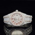 Fully Iced Out Classic Moissanite Automatic Movement Two Tone Watch