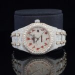 Fully Iced Out Classic Moissanite Automatic Movement Two Tone Watch