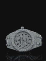 Full Iced Out Black Arabic Numerals White Dial Moissanite Diamond Watch