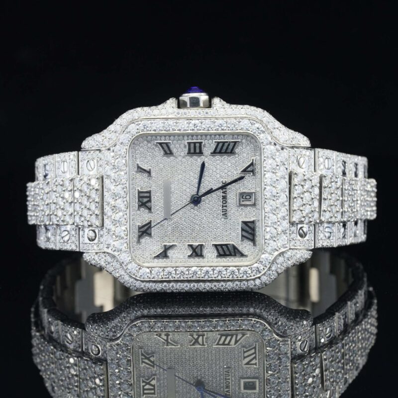 Brilliant Roman Number Moissanite Fully Iced Out Watch