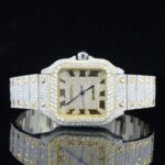 Vintage Style Fully Iced Out Diamond Moissanite Automatic Wrist Watch