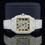 Vintage Style Fully Iced Out Diamond Moissanite Automatic Wrist Watch