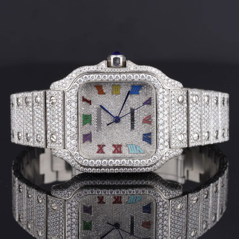 Rainbow Color Number Automatic Moissanite Watch