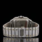 Two Tone Roman Numerals Blue Dial Moissanite Diamond Watch