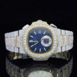 Two Tone Moissanite Business Style Automatic Wrist Watch