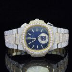 Two Tone Moissanite Business Style Automatic Wrist Watch