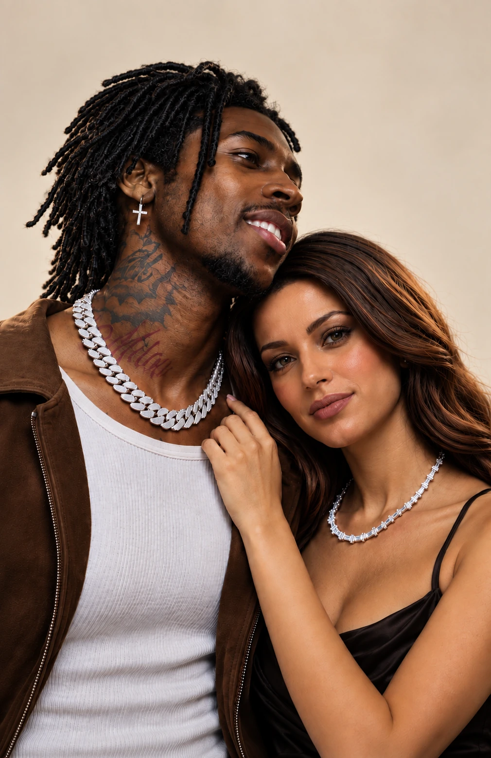 Couple Wearing Moissanite Chains